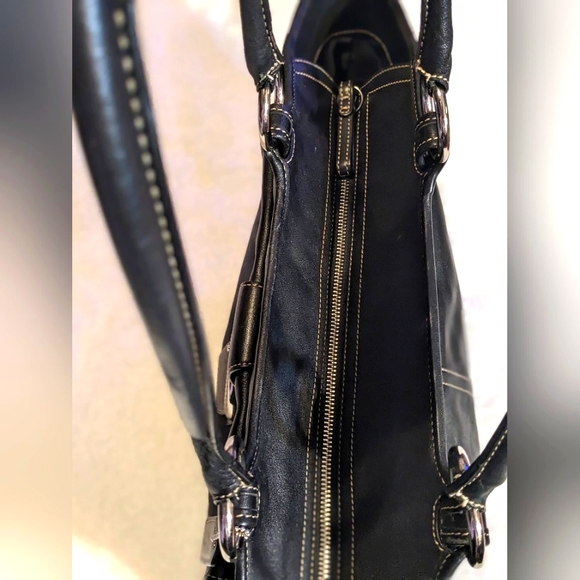 COACH Soho Large Black Smooth Leather Carryall Business Tote Shoulder Bag #5770 - Picture 6 of 11